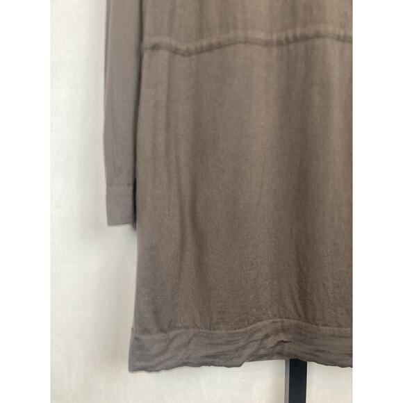 Lafayette 148 Long Cardigan 100% Wool Sz L Brown V-Neck Button Front Pockets - Picture 7 of 10